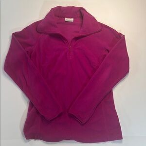 Columbia Fuchsia Women’s Quarter-Zip Fleece Top 100% Polyester Purple Sweater